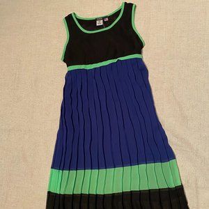Zunie Sleeveless Black Green and Blue Ruffle Dress
